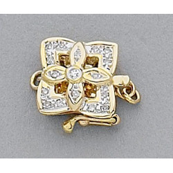 14K Złote zapięcie 10x10mm z diamentami