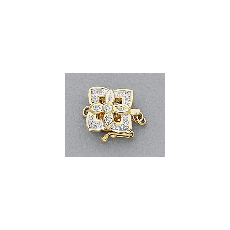 14K Złote zapięcie 10x10mm z diamentami