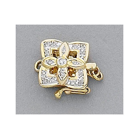 14K Złote zapięcie 10x10mm z diamentami