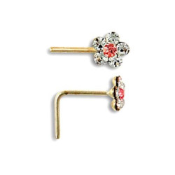 Kolczyk do nosa 4 mm z kamieniem, kwiatek