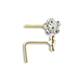 Kolczyk do nosa 4 mm z kamieniem, kwiatek