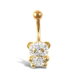 Kolczyk do pępka 24.4x14 mm, miś z kamieniem