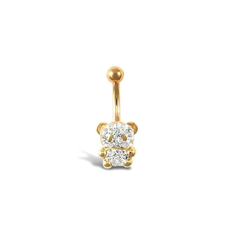 Kolczyk do pępka 24.4x14 mm, miś z kamieniem