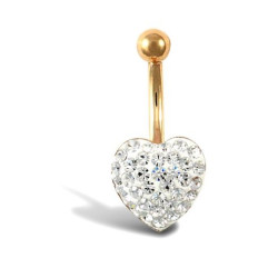 Kolczyk do pępka 26.4x15.6 mm, serce z kamieniem