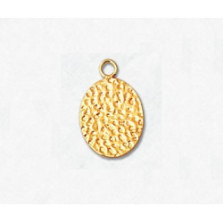 14/20 Złota zawieszka, owalna, płaska, młotkowana 10x 8mm