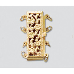 14/20 Złota zapinka, prostokąt, duży 4 zaczepy 23x9mm