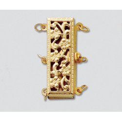 14/20 Złota zapinka, prostokąt, duży 3 zaczepy 23x9mm 3 Strand