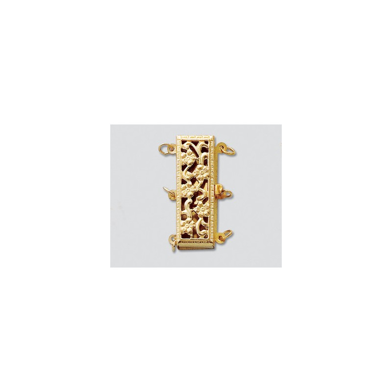 14/20 Złota zapinka, prostokąt, duży 3 zaczepy 23x9mm 3 Strand