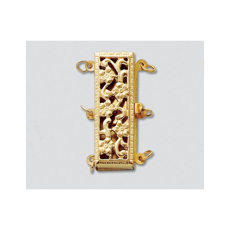 14/20 Złota zapinka, prostokąt, duży 3 zaczepy 23x9mm 3 Strand
