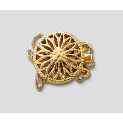 14/20 Złota zapinka, okrągła, filigranowa 3 zaczepy 12.5mm