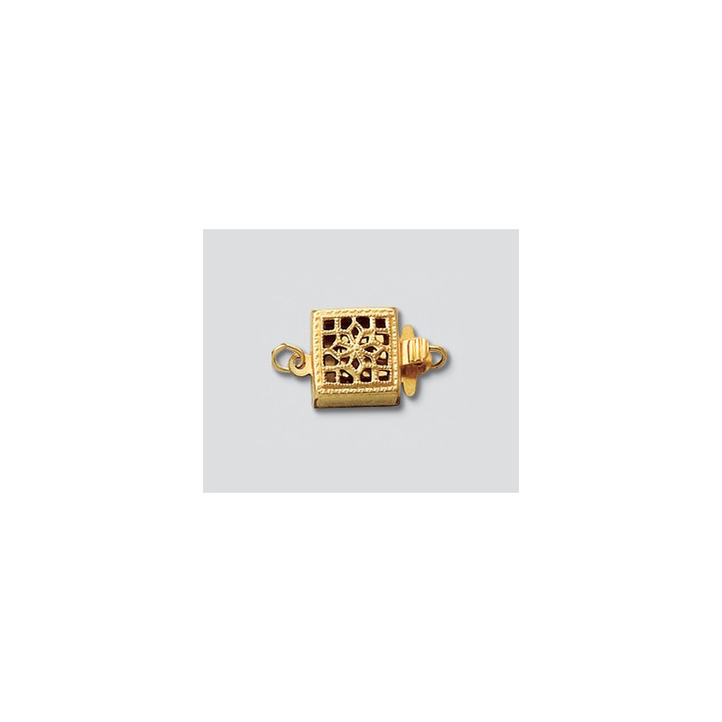 14/20 Złota zapinka, kwadratowa, filigranowa 8.5mm