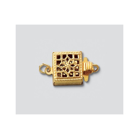 14/20 Złota zapinka, kwadratowa, filigranowa 8.5mm