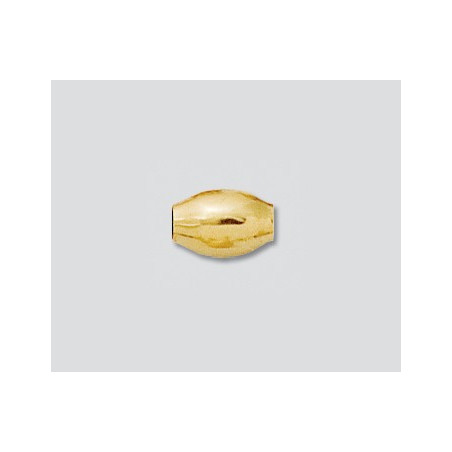 14K Złoty koralik, owal, błyszczący 5x9mm