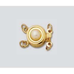 14K Złota zawieszka, kółko z perłą 2 oczka 8mm