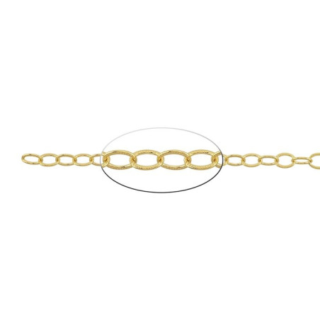 14/20 Złoty łańcuszek, oczka owalne płaskie ze wzorem