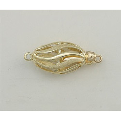 14K Złocie zapięcie - owal, filigranowe 9.5x15mm