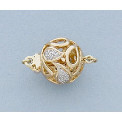 14K Złote zapięcie, kulka 12mm z diamentami