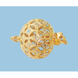 14K Złote zapięcie, kulka 13.5mm z diamentami