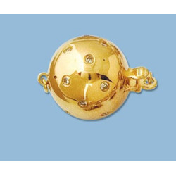 14K Złote zapięcie, kulka 14mm z diamentami