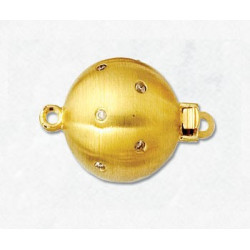 14K Złote zapięcie, kulka, matowe 14mm z diamentami