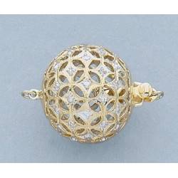 14K Złote zapięcie, kulka 18mm z diamentami