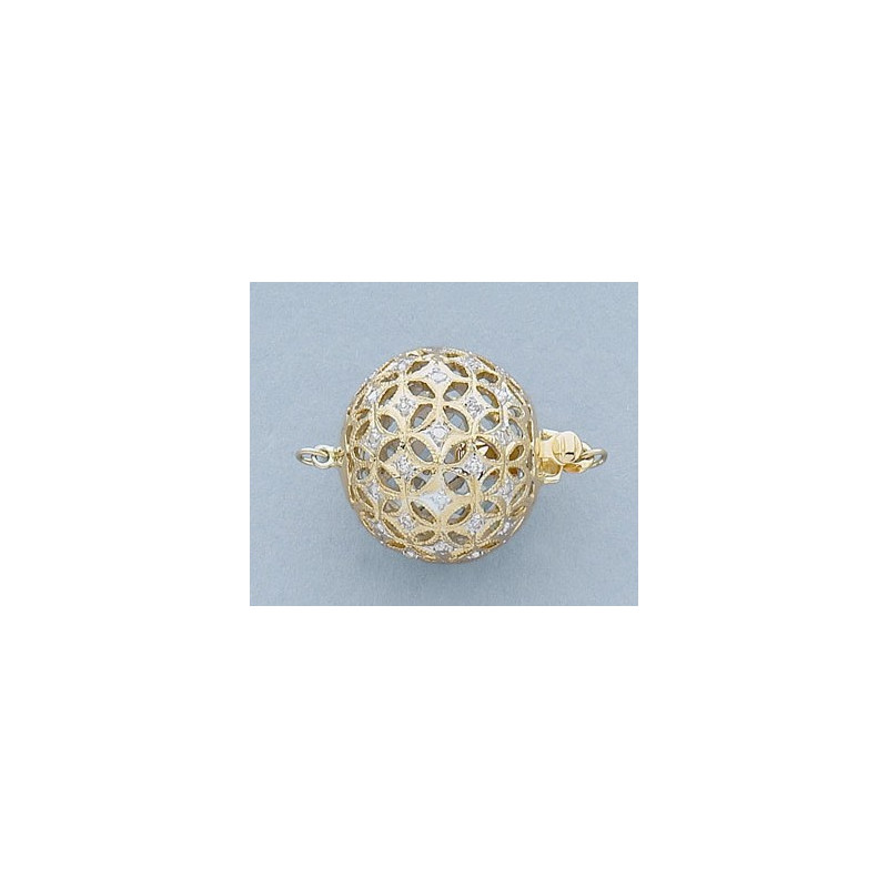 14K Złote zapięcie, kulka 18mm z diamentami