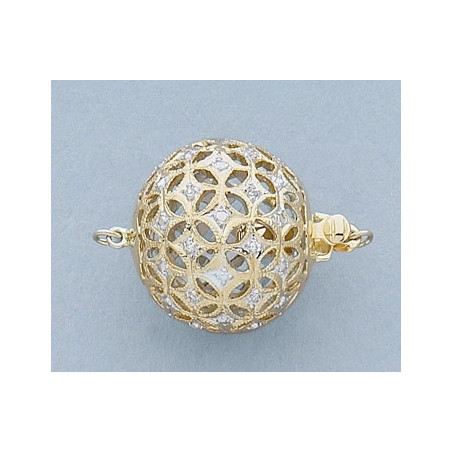 14K Złote zapięcie, kulka 18mm z diamentami
