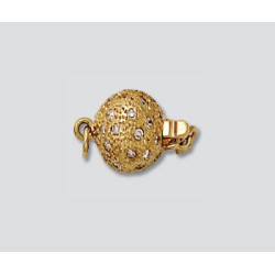 14K Złote zapięcie, kulka 8 mm z diamentami