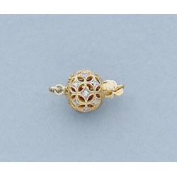 14K Złote zapięcie, kulka 8 mm z diamentami