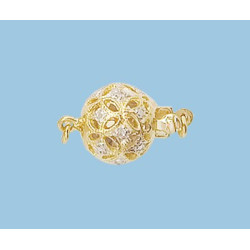 14K Złote zapięcie, kulka 8.5 mm z diamentami