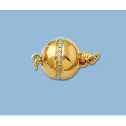 14K Złote zapięcie, kulka 9.5 mm z diamentami