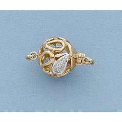 14K Złote zapięcie, kulka 10 mm z diamentami