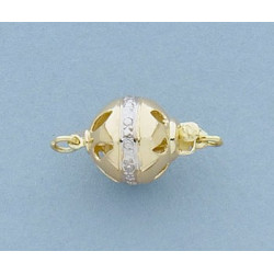 14K Złote zapięcie, kulka 10 mm z diamentami