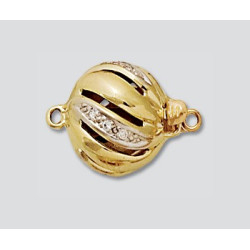 14K Złote zapiecie, kulka fantazyjna, dwutonowa 11.75mm