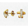 14K Złote kolczyki z diamentami, krzyż, z oczkiem 10x9.5mm