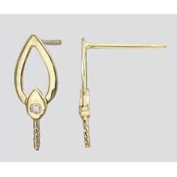 14K Złote kolczyki z diamentami 5.5x10.5mm