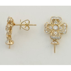 14K Złote kolczyki z diamentami, nakrętki 12mm