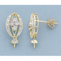 14K Złote kolczyki z diamentami, nasadka, nakrętki, kołek