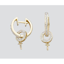 14K Kolczyki złote 14mm z diamentami, nasadka i kołek