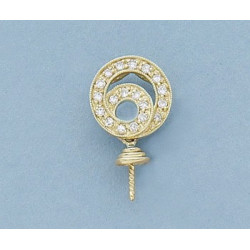 14K Złoty wisiorek z diamentami, nasadka i trzpień