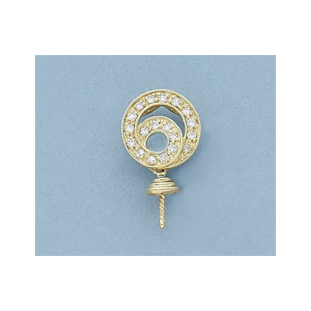 14K Złoty wisiorek z diamentami, nasadka i trzpień