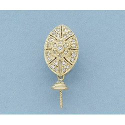 14K Złoty wisiorek z diamentami, nasadka i trzpień