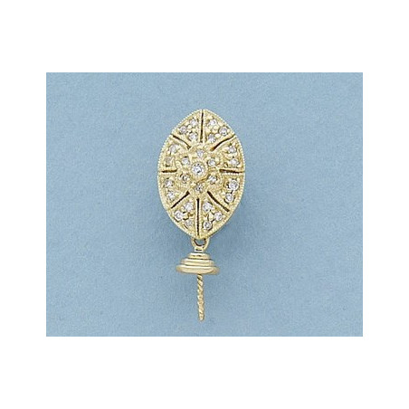 14K Złoty wisiorek z diamentami, nasadka i trzpień