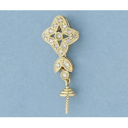 14K Złoty wisiorek z diamentami, nasadka i trzpień