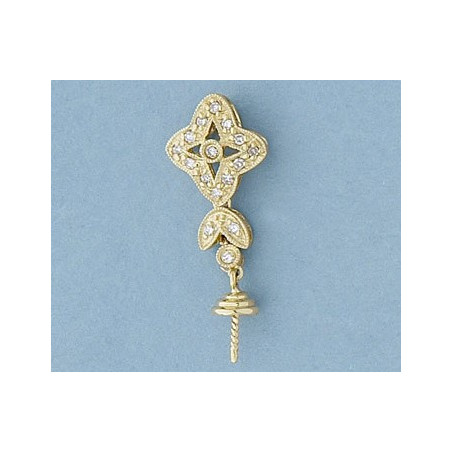 14K Złoty wisiorek z diamentami, nasadka i trzpień