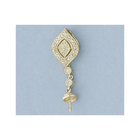 14K Złoty wisiorek z diamentami, nasadka i trzpień