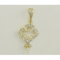 14K Złoty wisiorek z diamentami, nasadka i trzpień