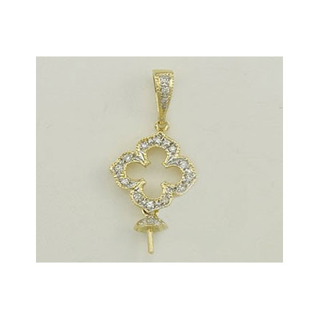 14K Złoty wisiorek z diamentami, nasadka i trzpień