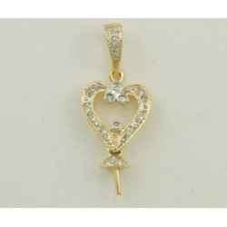 14K Złoty wisiorek z diamentami, nasadka i trzpień