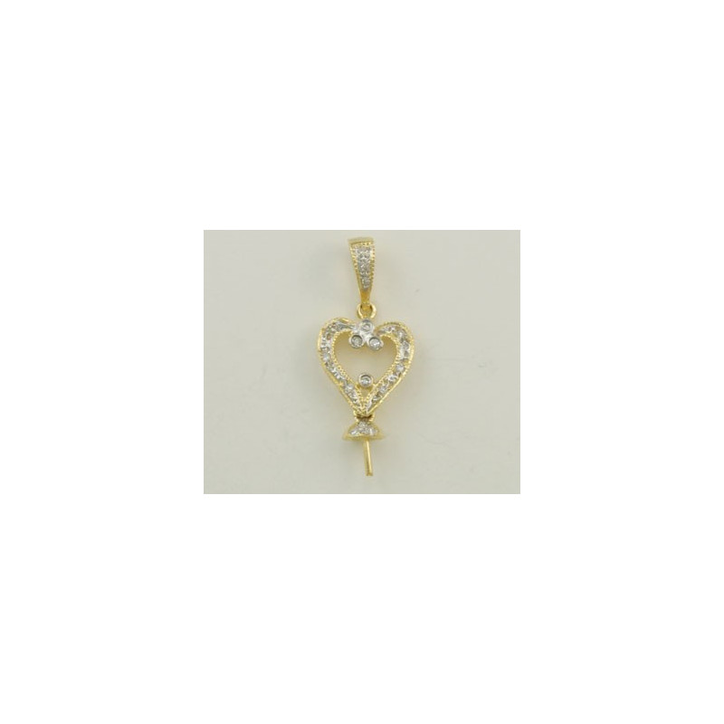 14K Złoty wisiorek z diamentami, nasadka i trzpień